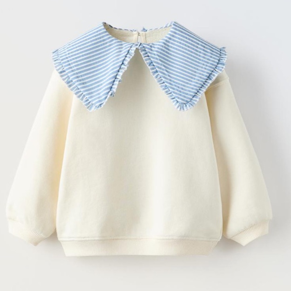 NWT Zara organic cotton blend mixed collar sweatshirt 5Y (4-5Y)